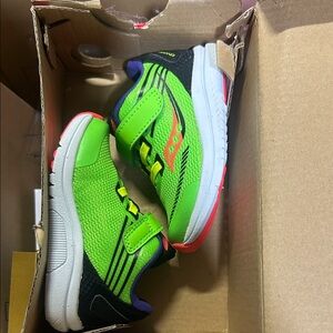 Kids Saucony Green and Black Athletic Shoes